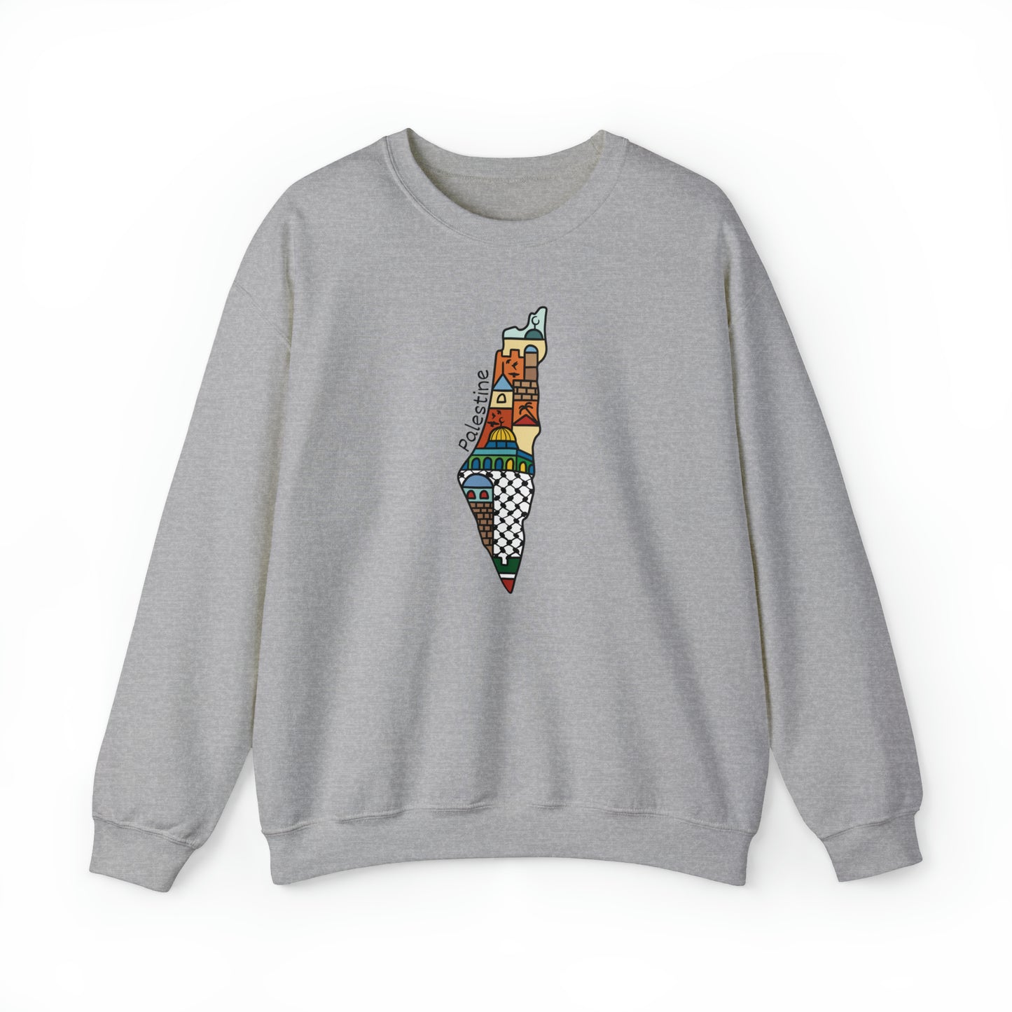 Adult | Palestine Map Artwork | Crewneck Sweatshirt |