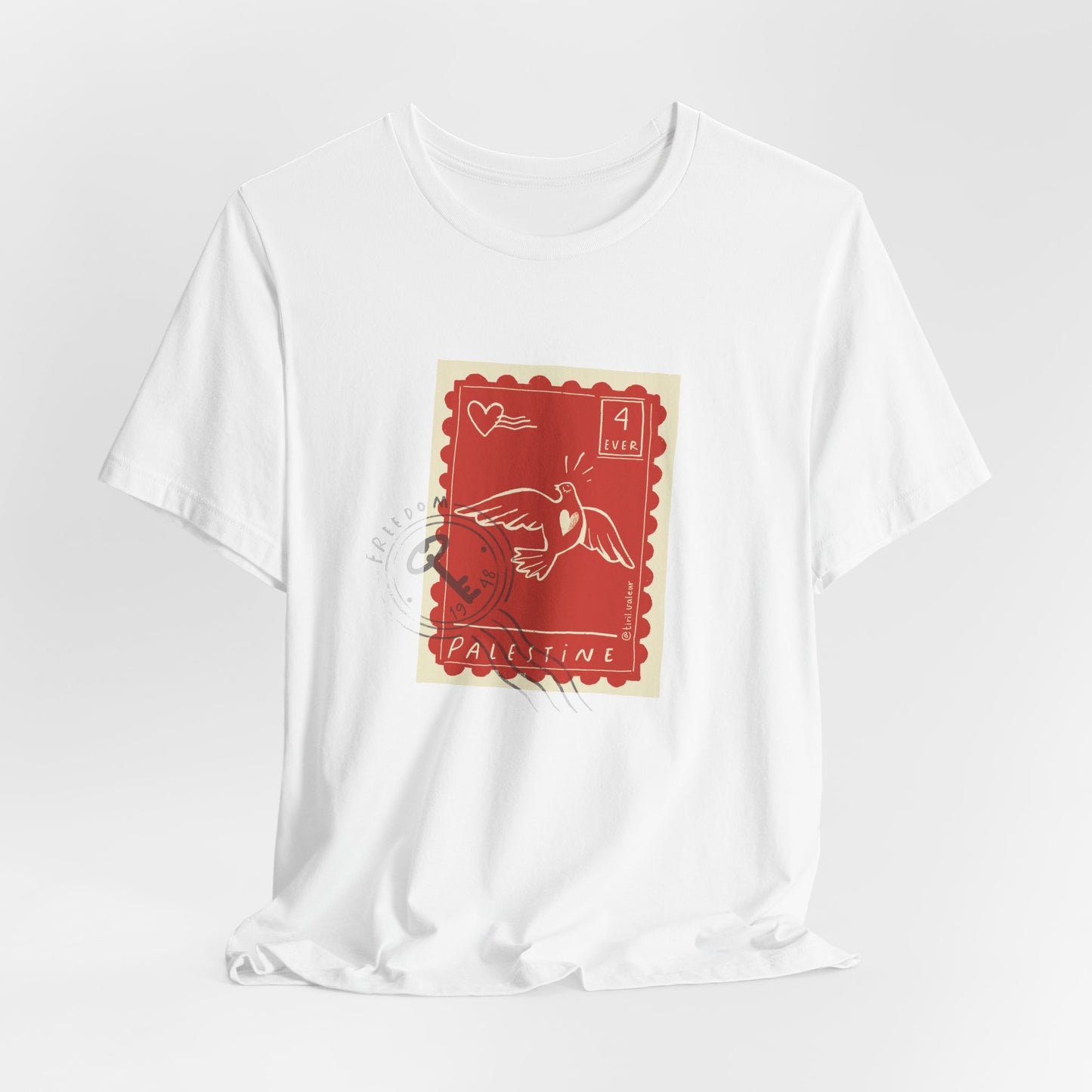 Artist Tiril Valeur For Palestine | 100% Of Profits Donated | Palestine 4 Ever Stamp | Short Sleeve Tee