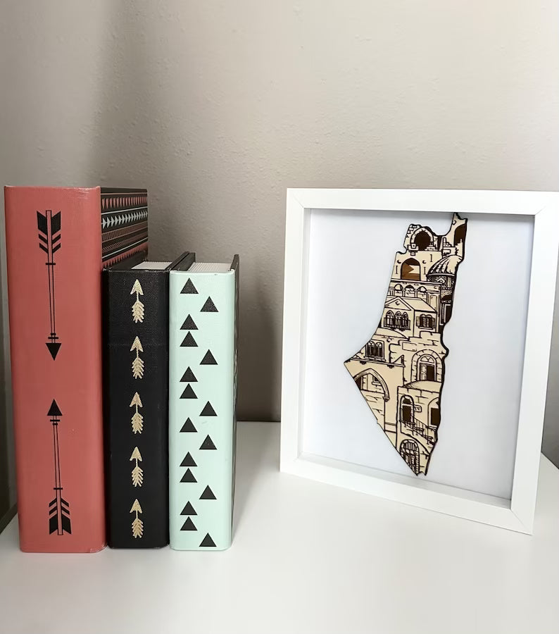 Framed Engraved Wood Palestine Map | Created By ShamahDesigns