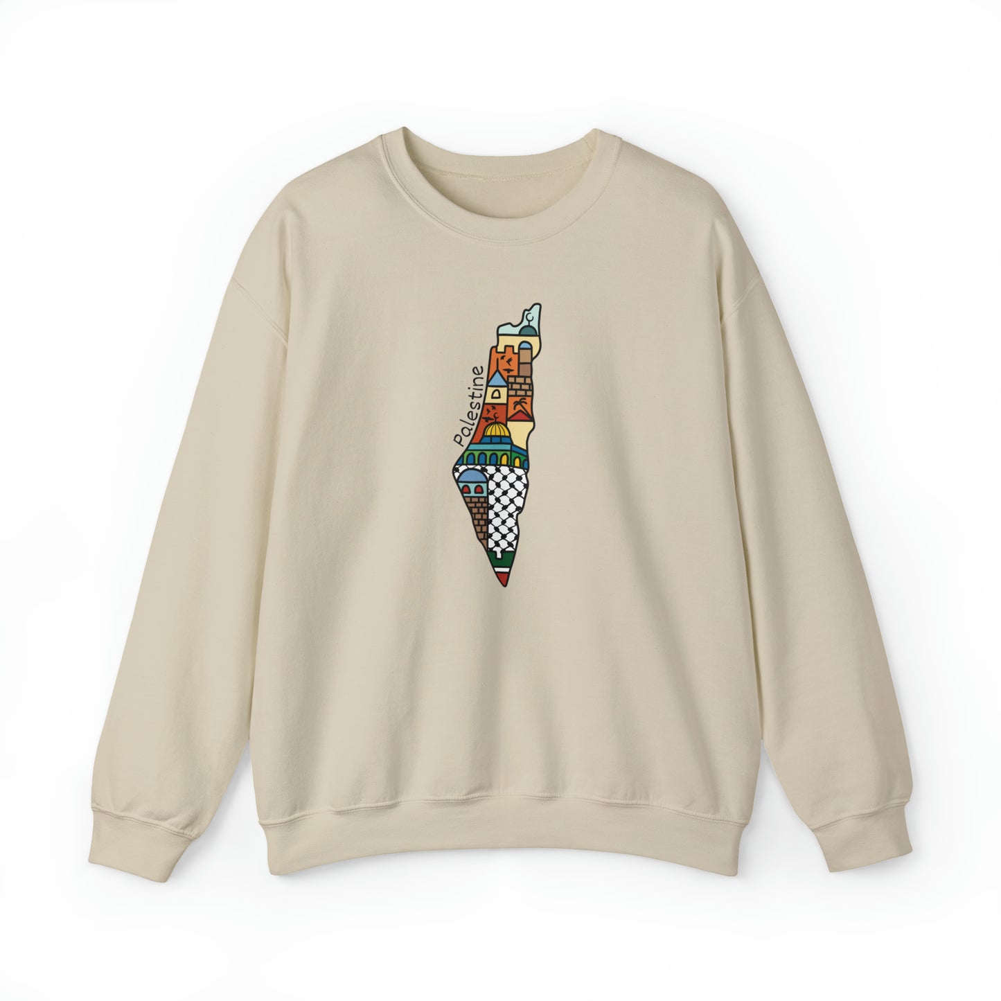Adult | Palestine Map Artwork | Crewneck Sweatshirt |