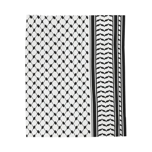 50" X 60" Velvet Plush Blanket | Palestine Keffiyeh Design |