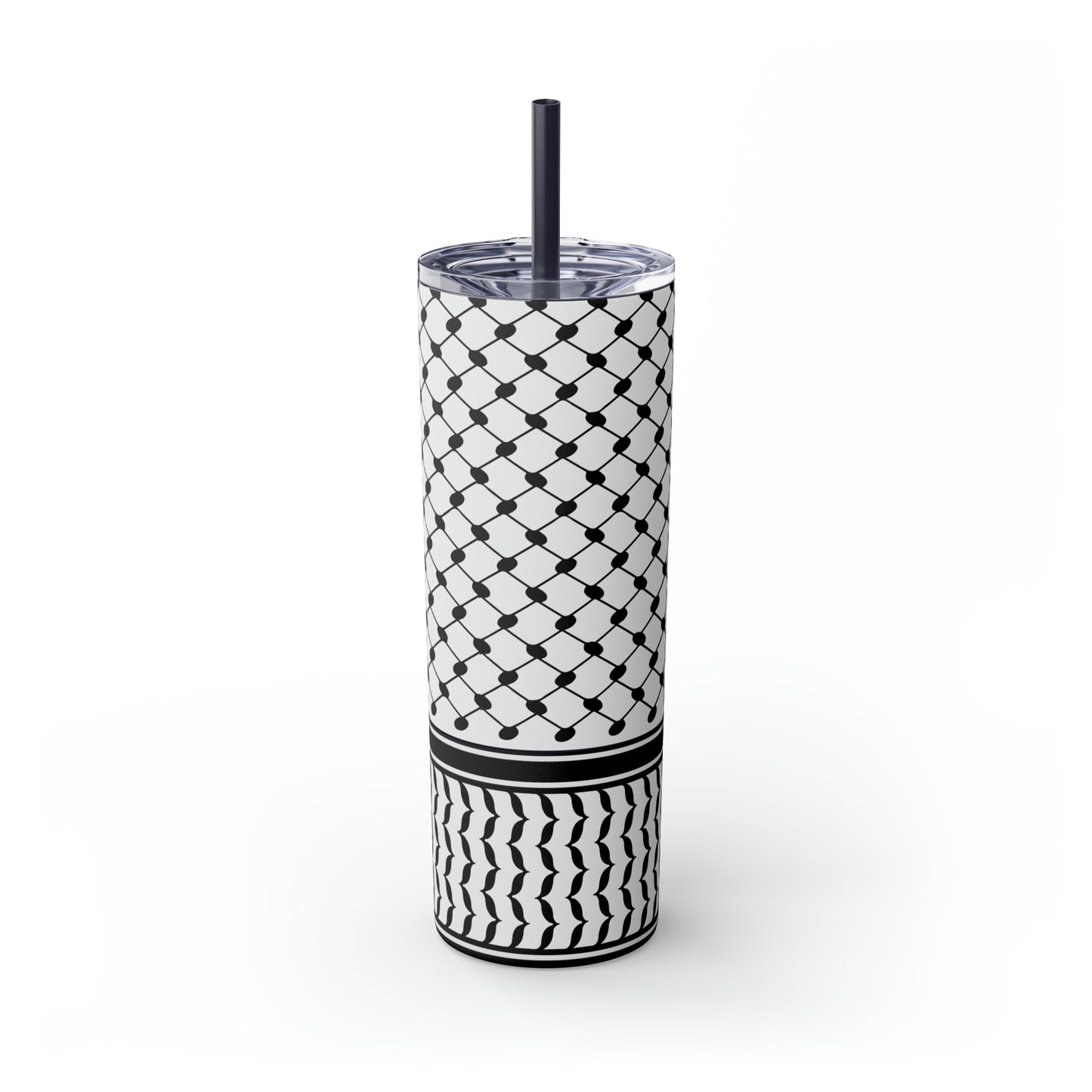 Palestinian Keffiyeh | Skinny Steel Tumbler with Straw | 20oz