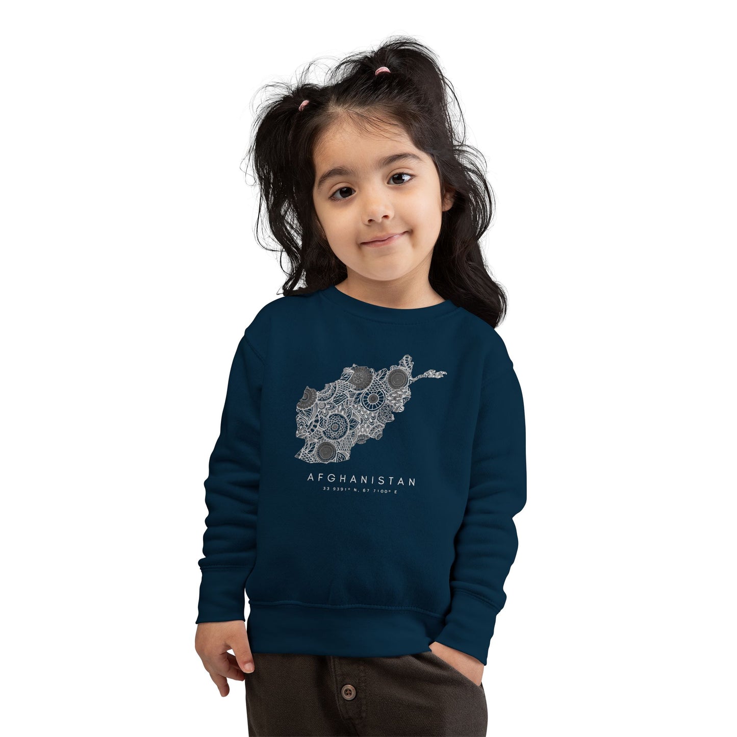 Toddler | Afghanistan Map And Coordinates | Crewneck Sweatshirt