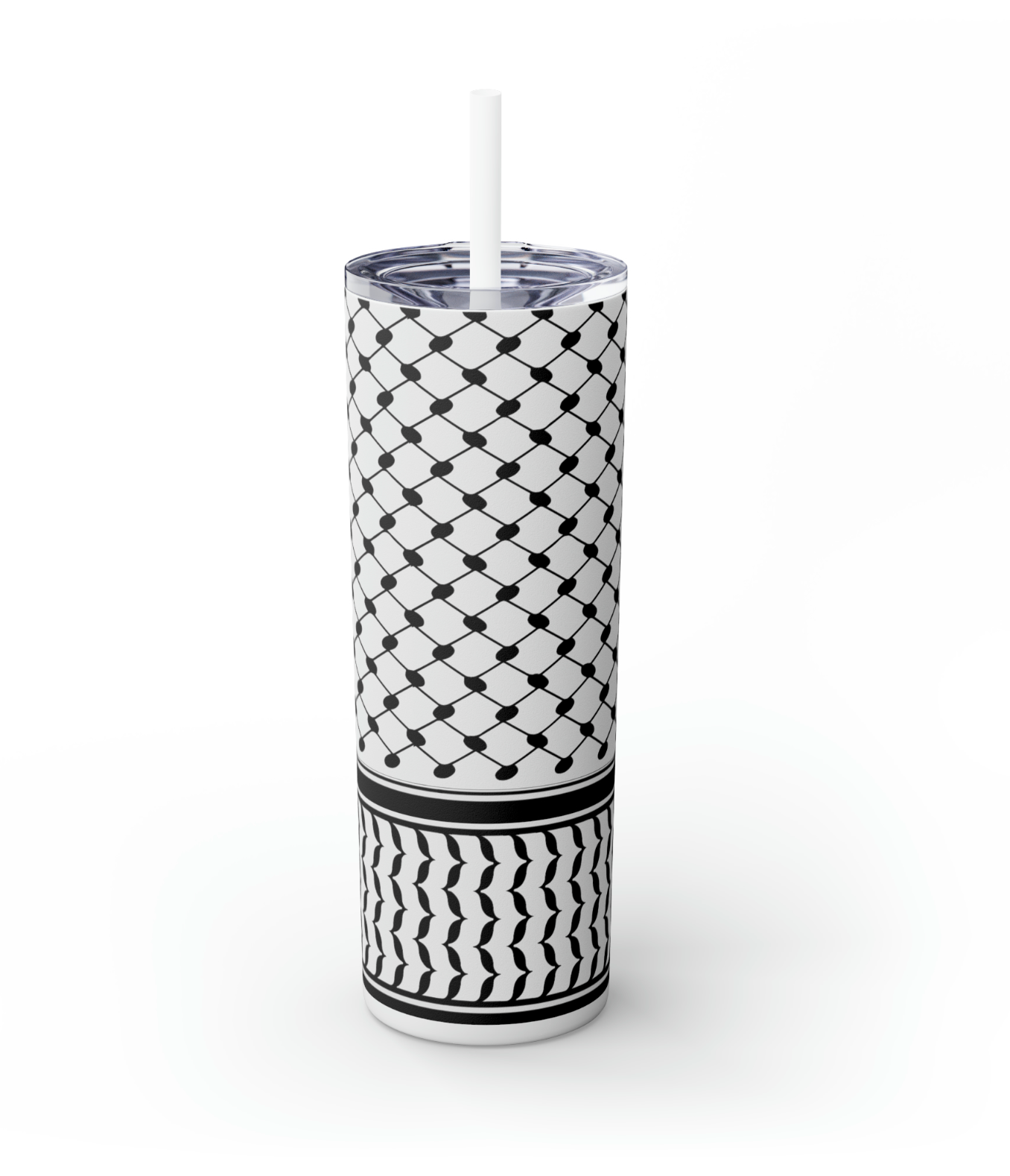 Palestinian Keffiyeh | Skinny Steel Tumbler with Straw | 20oz