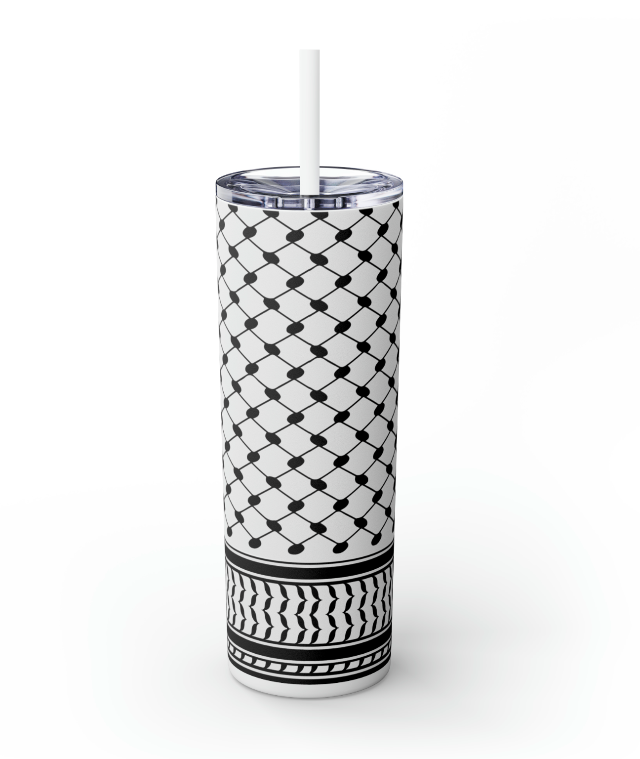 Palestinian Keffiyeh | Skinny Steel Tumbler with Straw | 20oz