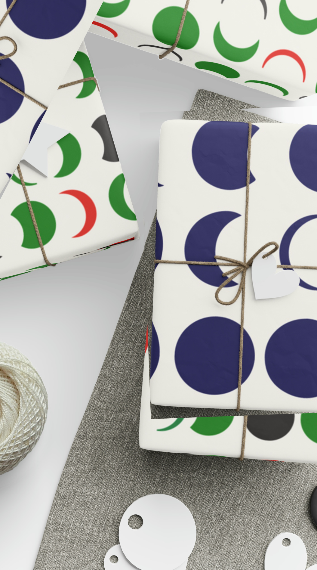 2 Pack | Phases Of The Moon Ramadan / Eid Gift Wrapping Paper | Design By The YumnArtist