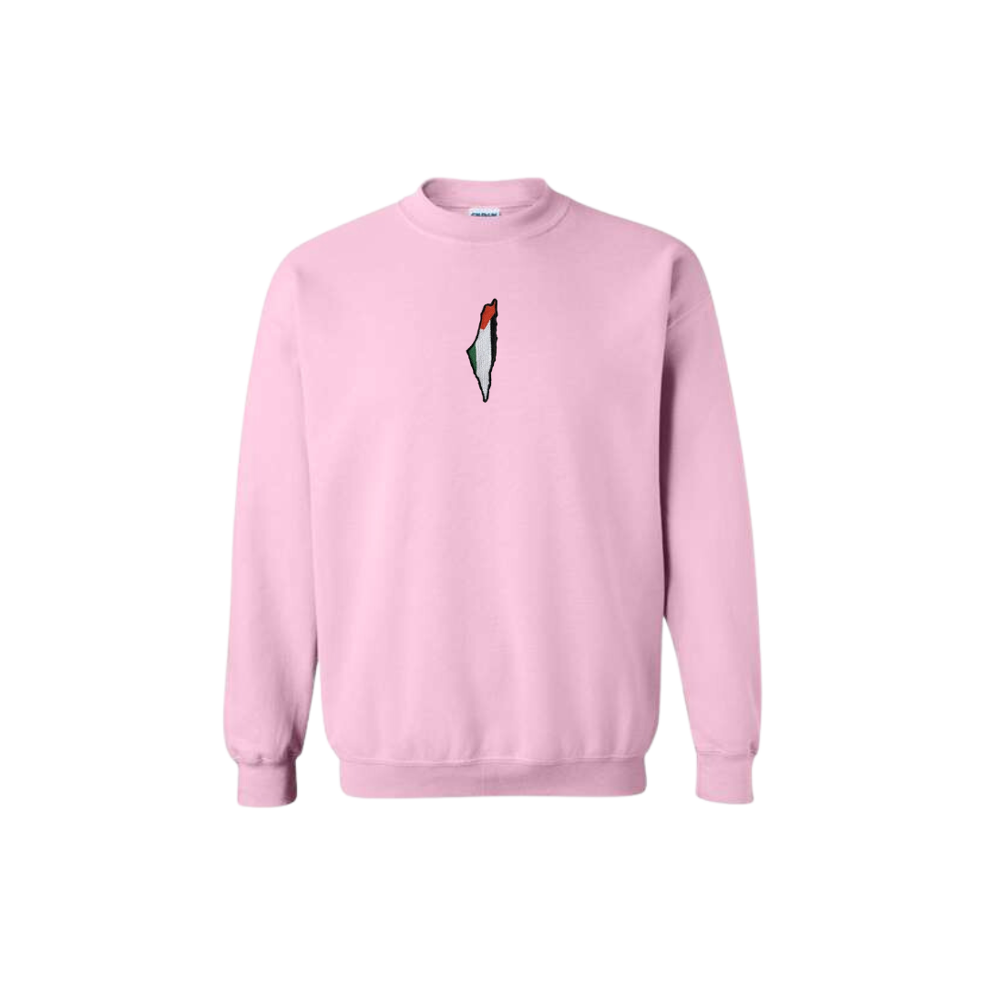 Palestine Map | Embroidered Crewneck Sweatshirt | StitchesBySerene Collab
