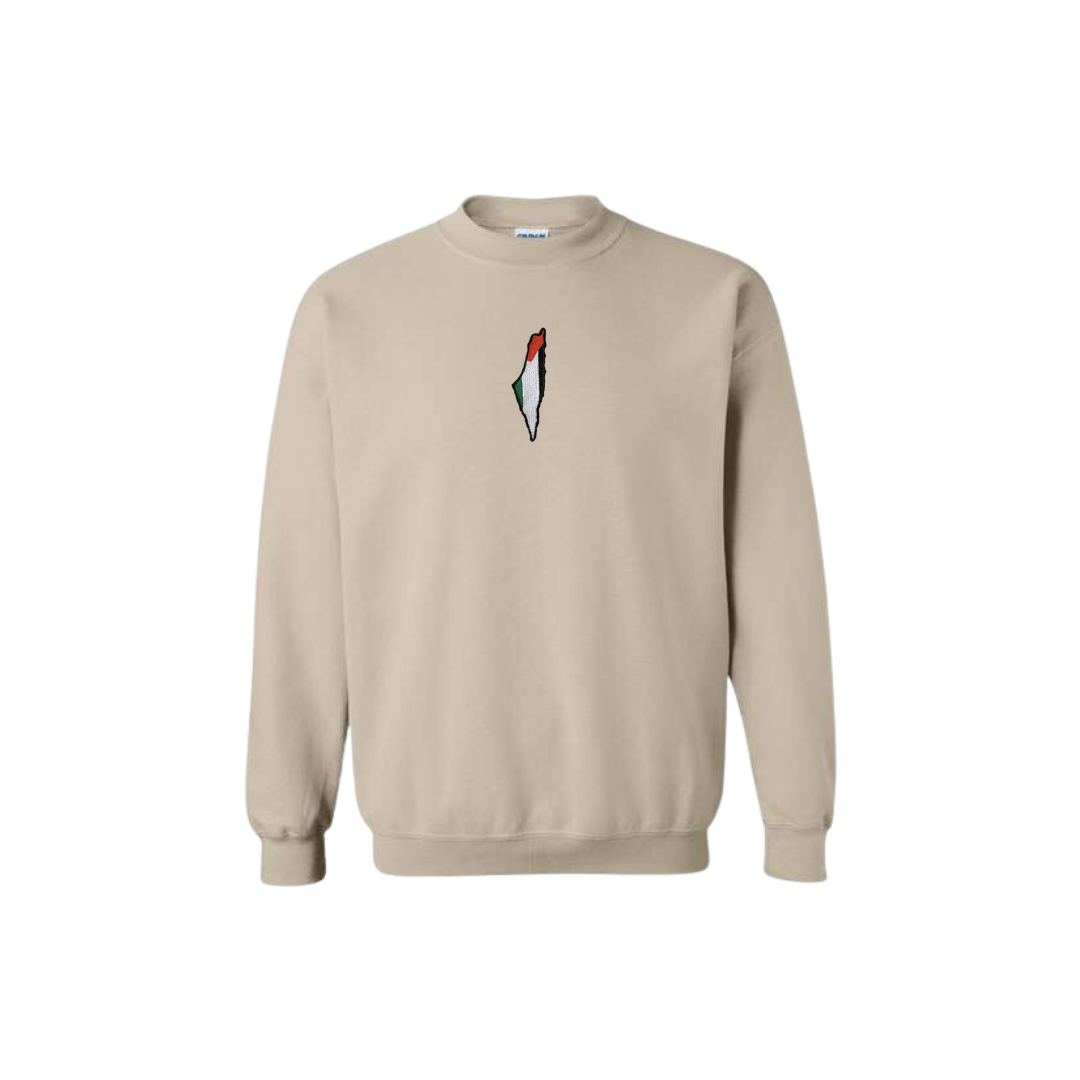Palestine Map | Embroidered Crewneck Sweatshirt | StitchesBySerene Collab