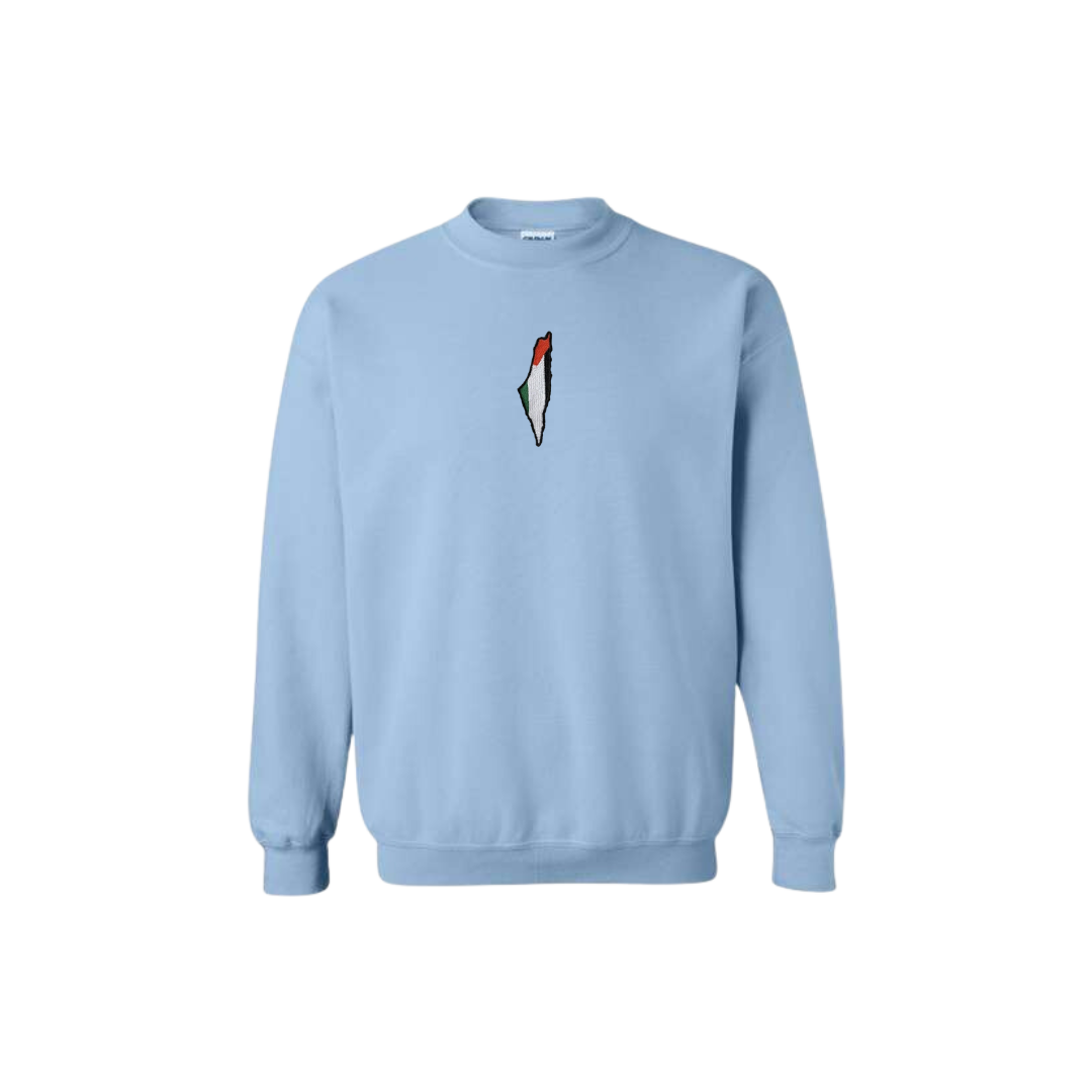 Palestine Map | Embroidered Crewneck Sweatshirt | StitchesBySerene Collab