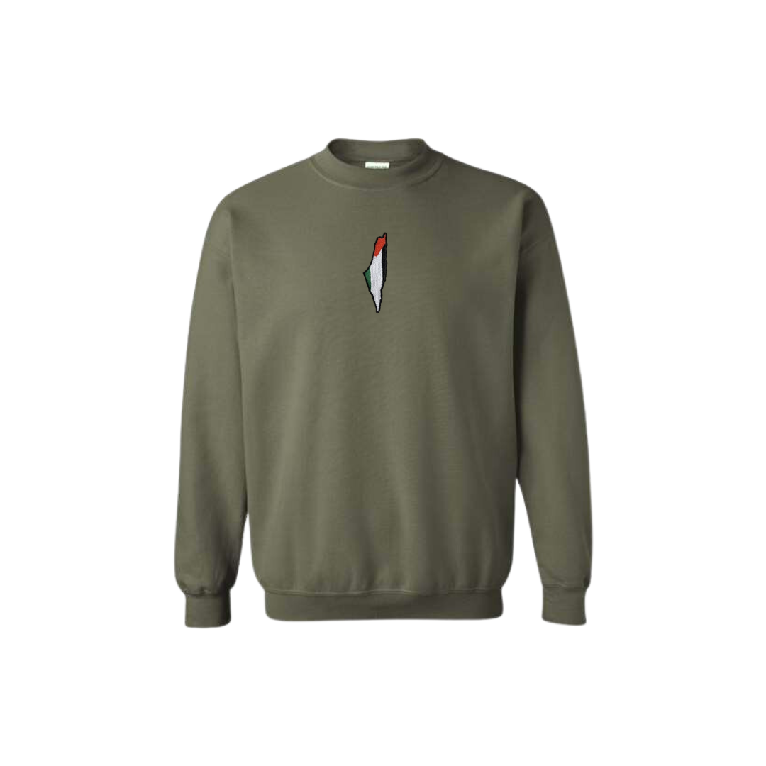 Palestine Map | Embroidered Crewneck Sweatshirt | StitchesBySerene Collab