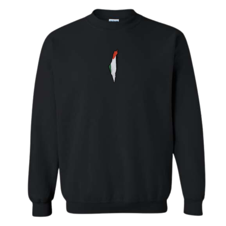Palestine Map | Embroidered Crewneck Sweatshirt | StitchesBySerene Collab