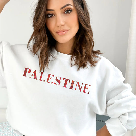 Adult | Front & Back | Palestine & Tatreez Design | Crewneck Sweatshirt
