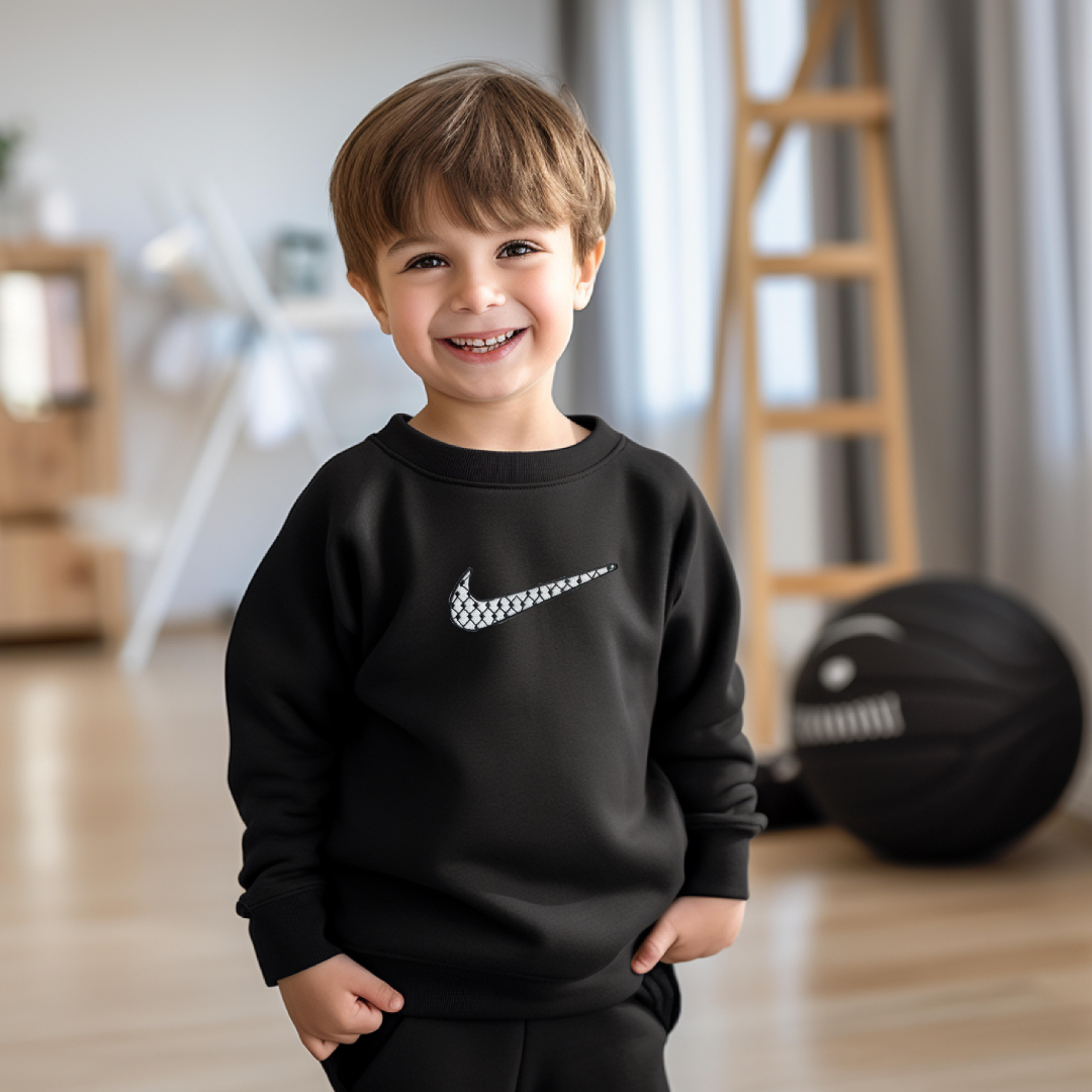 Toddler | Embroidered Crewneck Sweatshirt | Palestine Keffiyeh | StitchesBySerene Collab