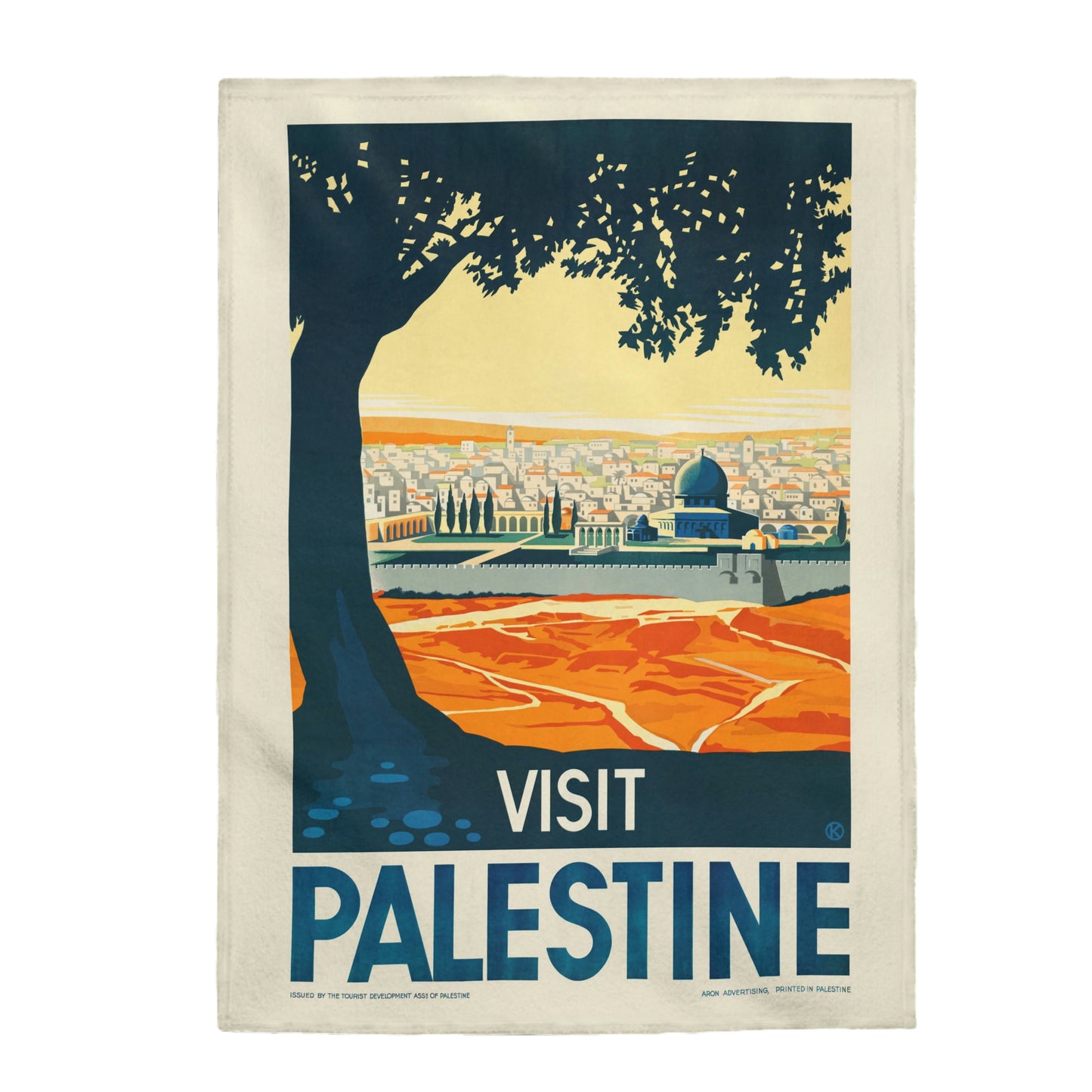 50" X 60" Velvet Plush Blanket | Visit Palestine Postcard Design |