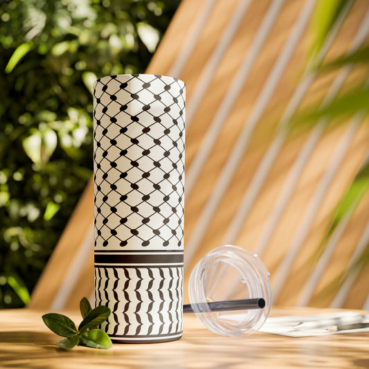 Palestinian Keffiyeh | Skinny Steel Tumbler with Straw | 20oz