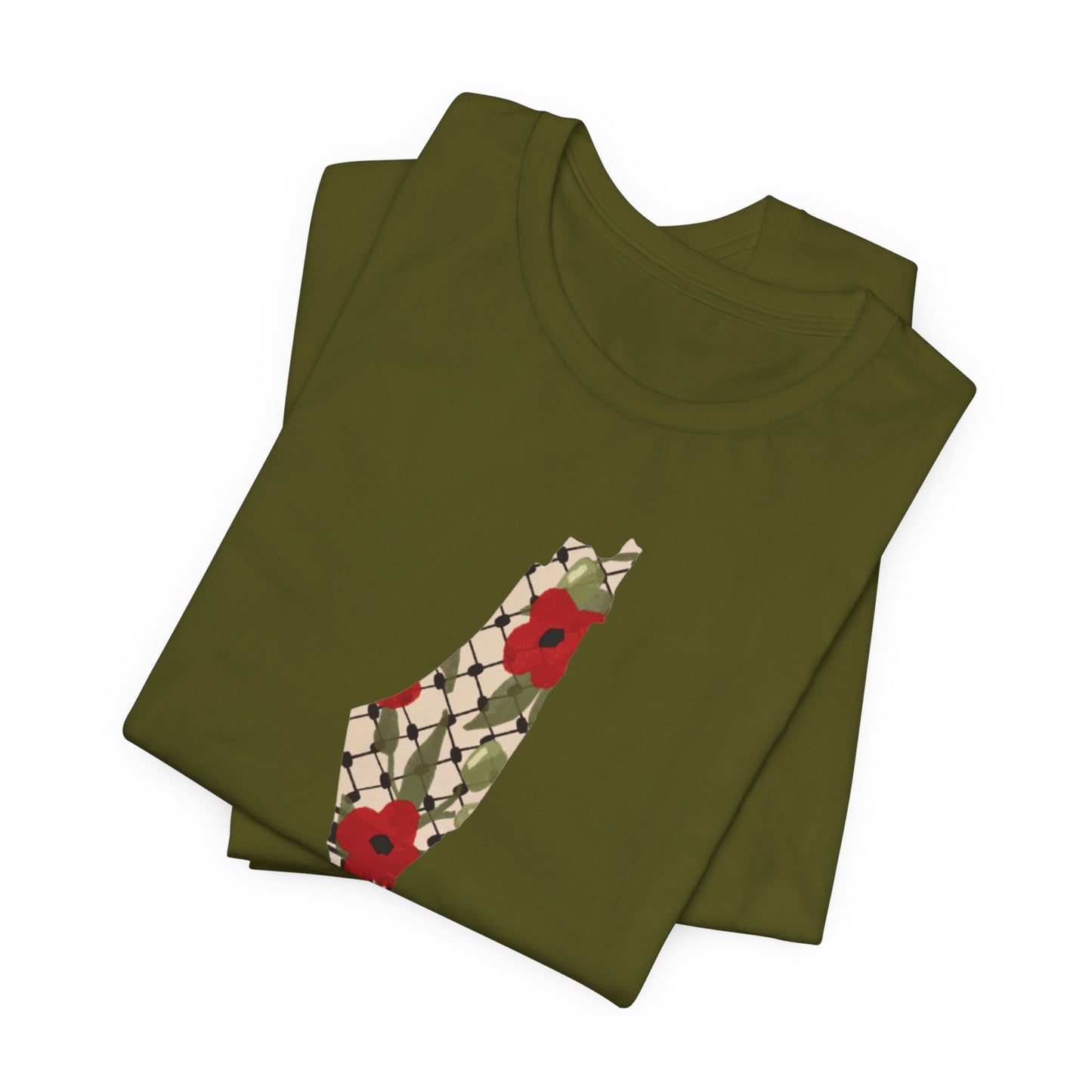 Adult | Poppy | Keffiyeh | Palestine Map | Short Sleeve Tee