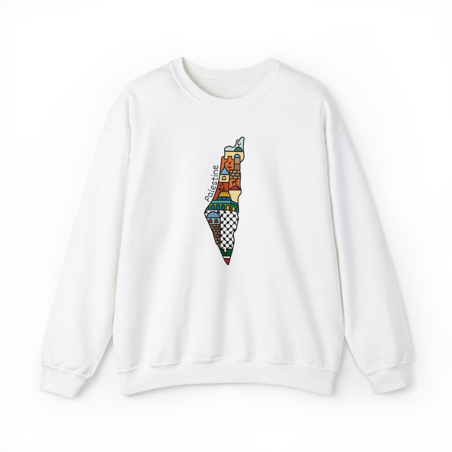 Adult | Palestine Map Artwork | Crewneck Sweatshirt |