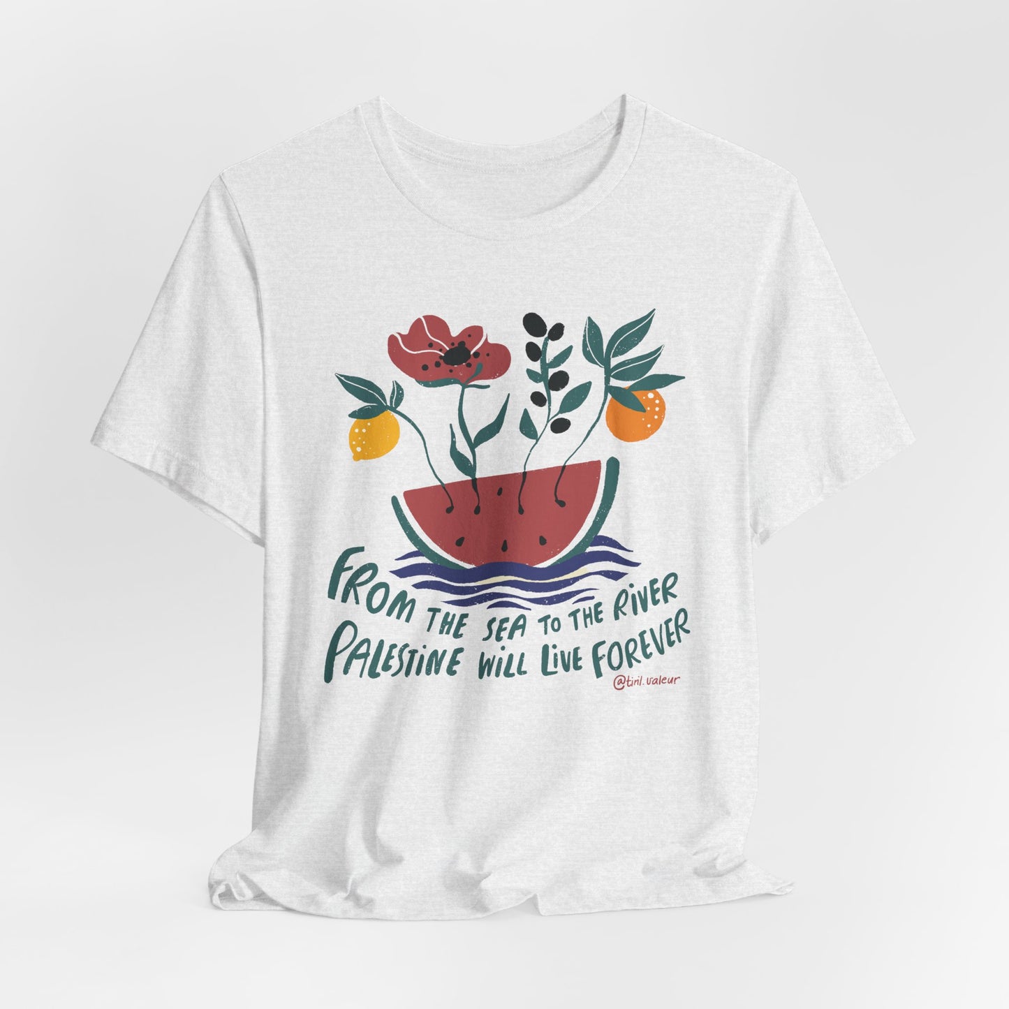 Artist Tiril Valeur For Palestine | 100% Of Profits Donated | From The Sea To The River | Short Sleeve Tee