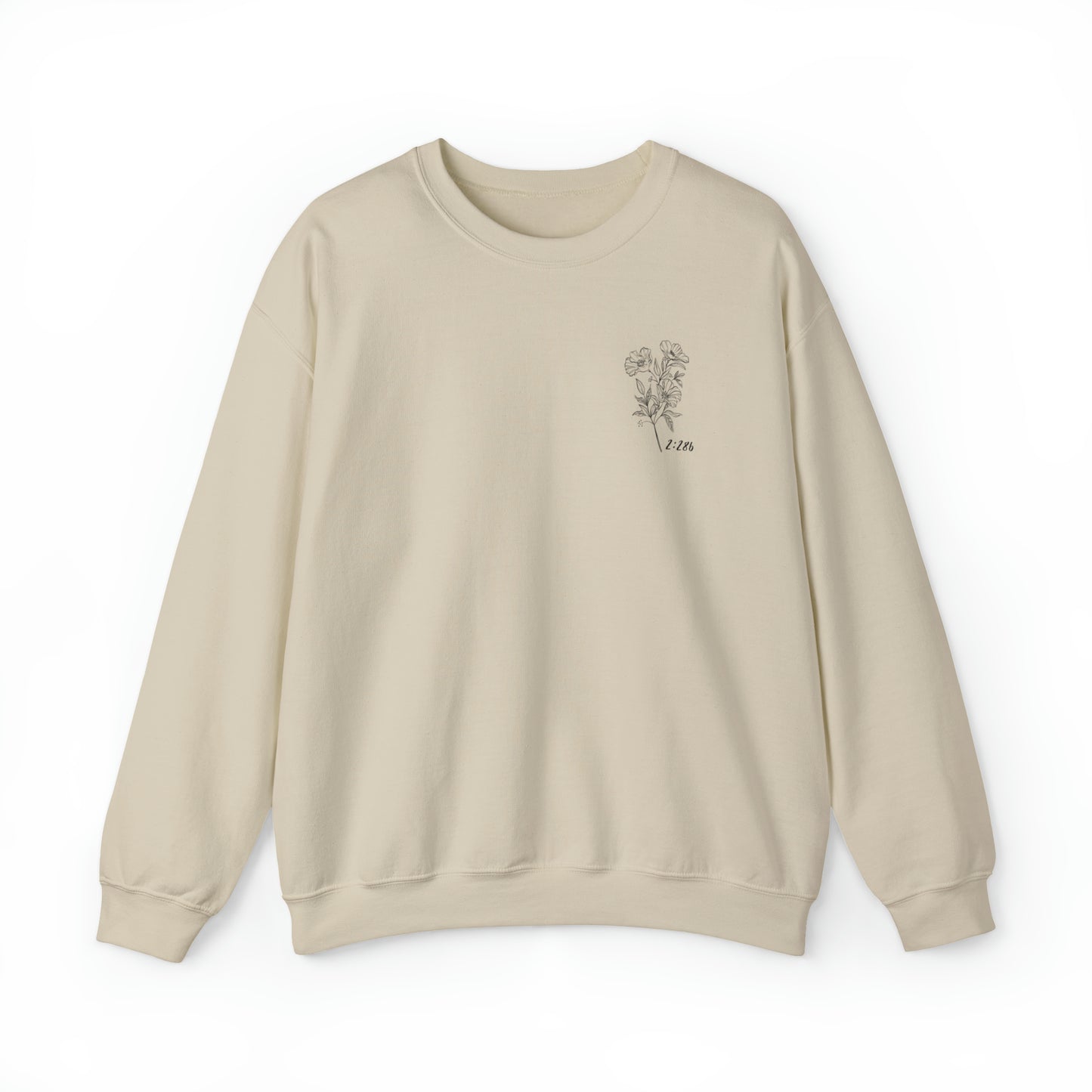 Adult | Front & Back | Quranic Verse 2.286 | "[He] Does Not Burden A Soul Beyond That It Can Bear" | Crewneck Sweatshirt