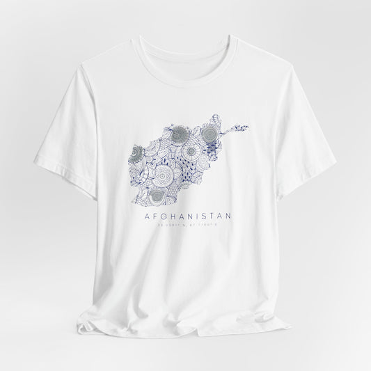 Adult | Afghanistan Map And Coordinates | Short Sleeve Tee