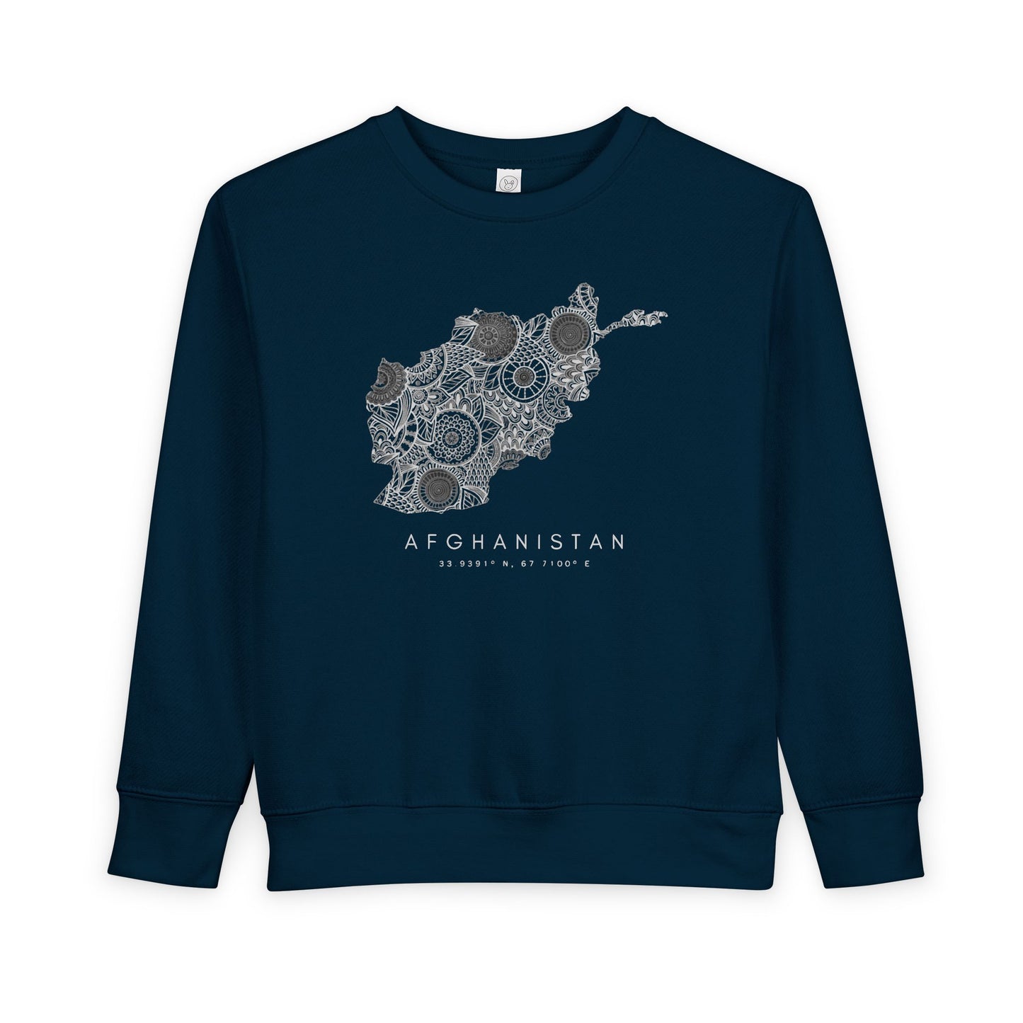 Toddler | Afghanistan Map And Coordinates | Crewneck Sweatshirt