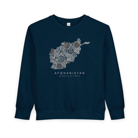 Toddler | Afghanistan Map And Coordinates | Crewneck Sweatshirt