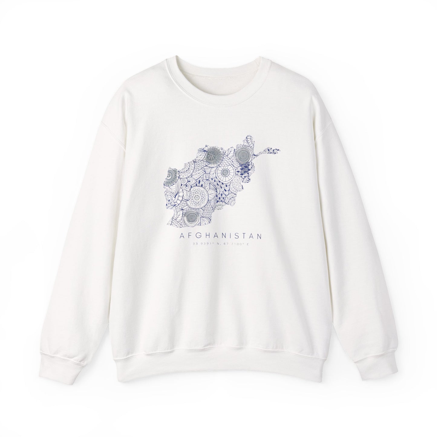 Adult | Afghanistan Map And Coordinates | Crewneck Sweatshirt