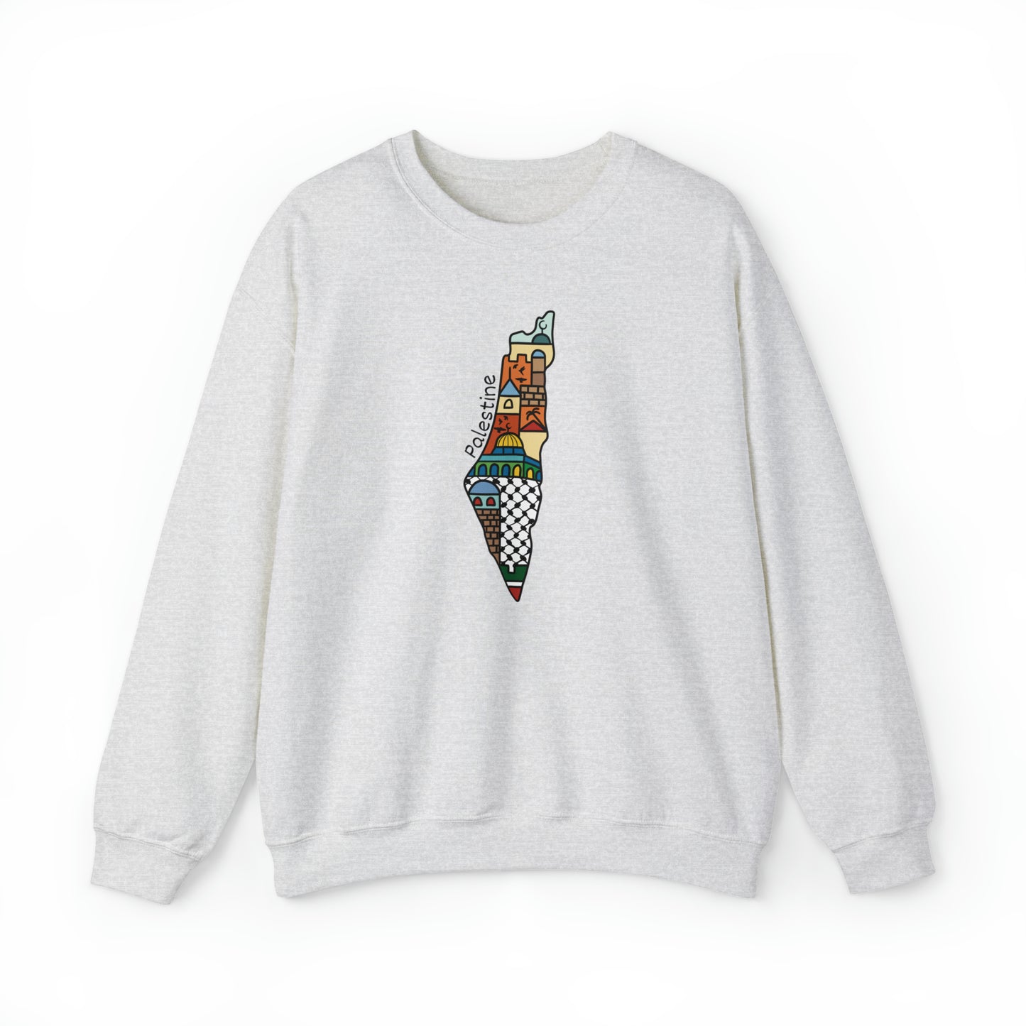 Adult | Palestine Map Artwork | Crewneck Sweatshirt |