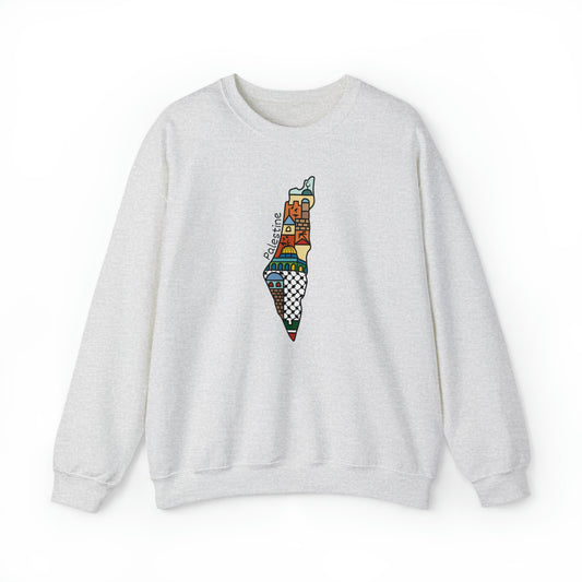 Adult | Palestine Map Artwork | Crewneck Sweatshirt |