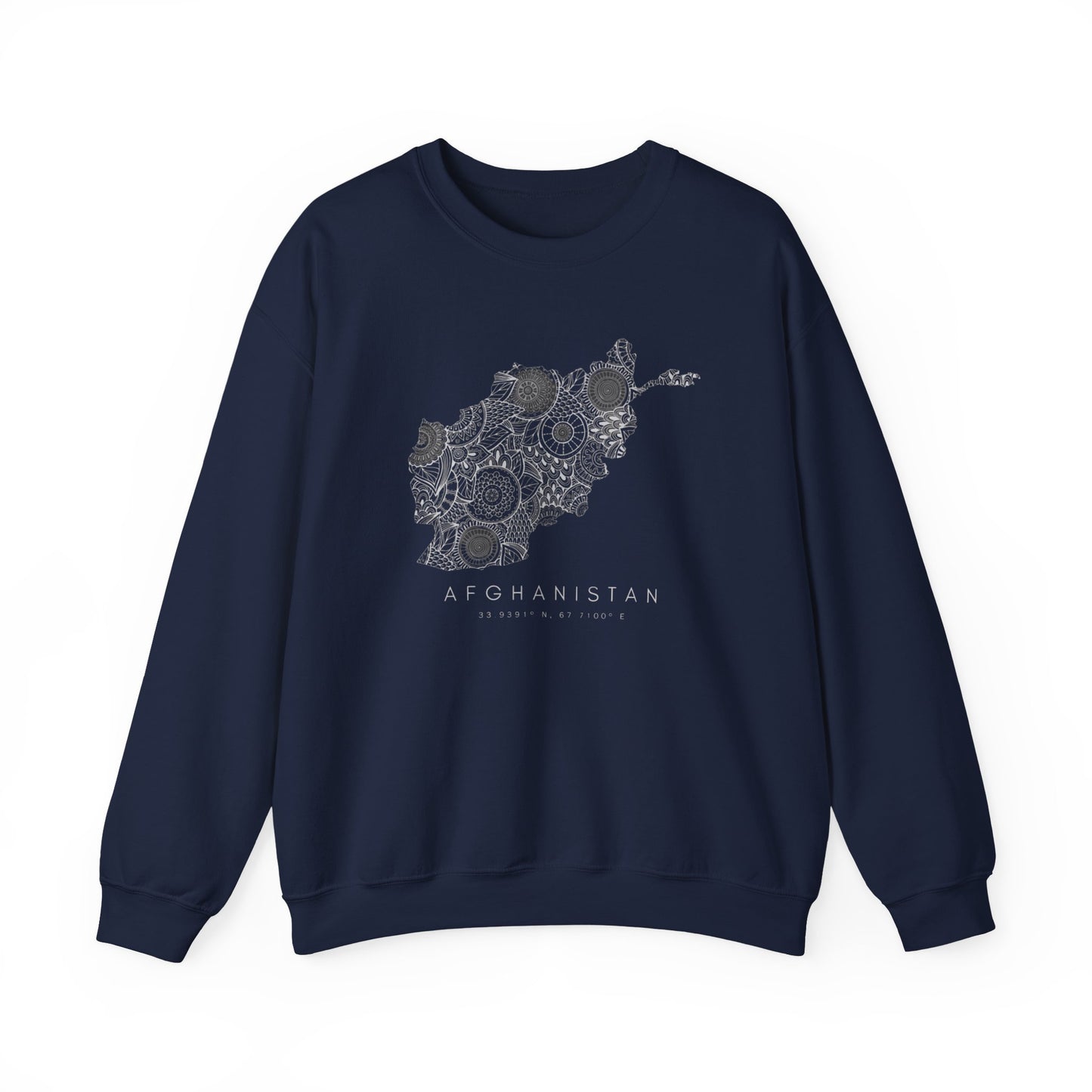 Adult | Afghanistan Map And Coordinates | Crewneck Sweatshirt