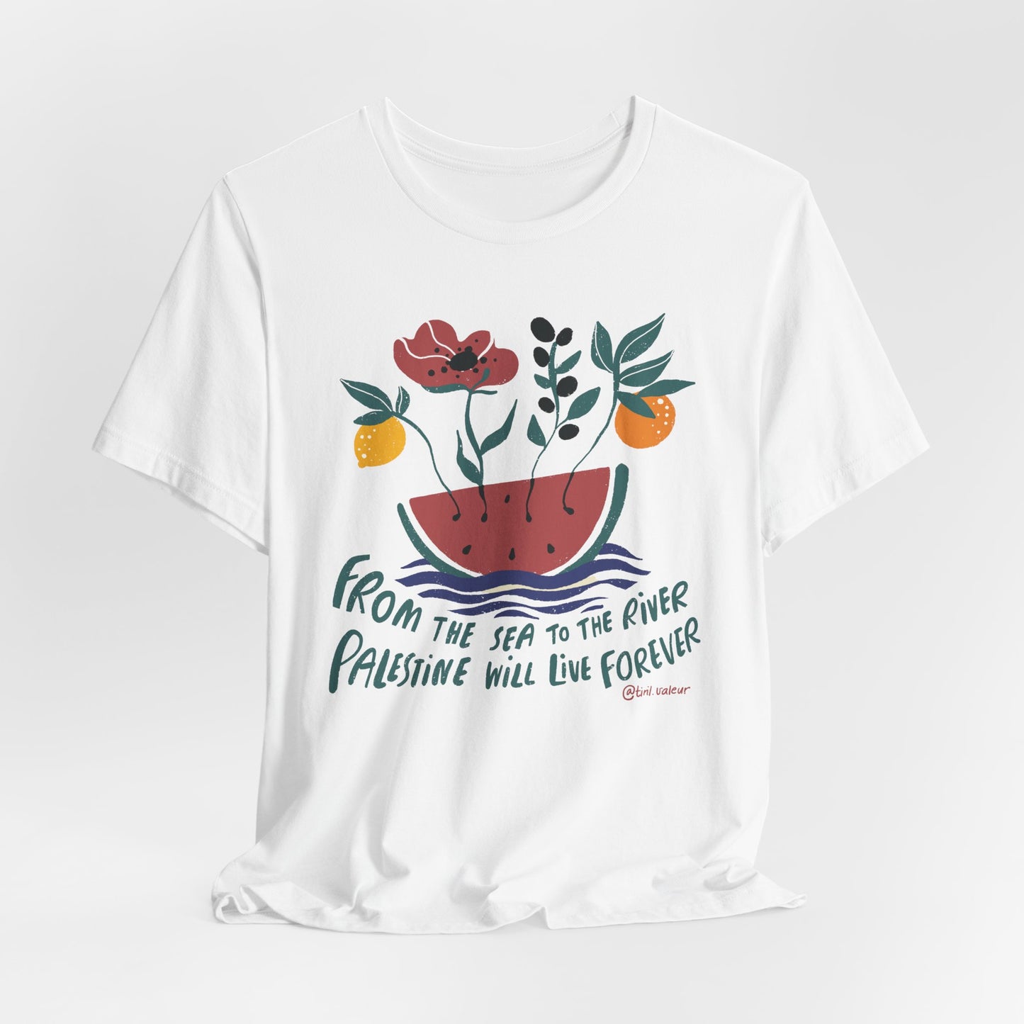 Artist Tiril Valeur For Palestine | 100% Of Profits Donated | From The Sea To The River | Short Sleeve Tee