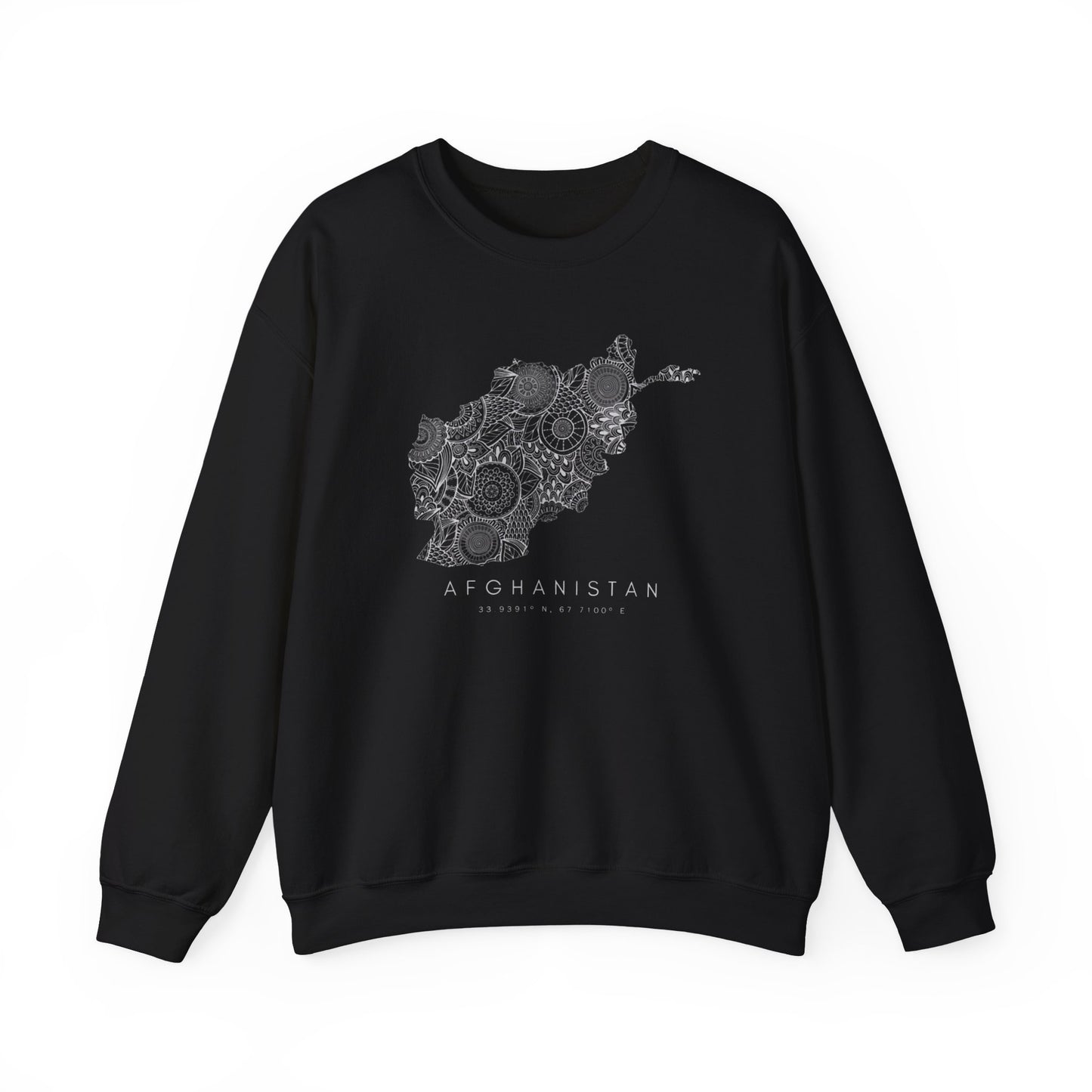 Adult | Afghanistan Map And Coordinates | Crewneck Sweatshirt