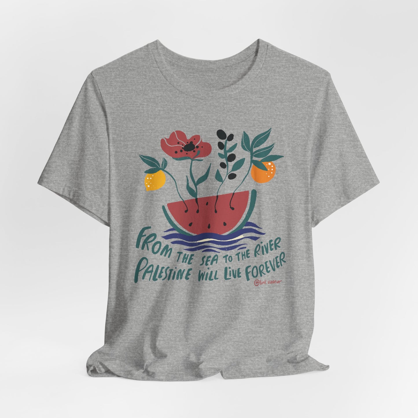 Artist Tiril Valeur For Palestine | 100% Of Profits Donated | From The Sea To The River | Short Sleeve Tee