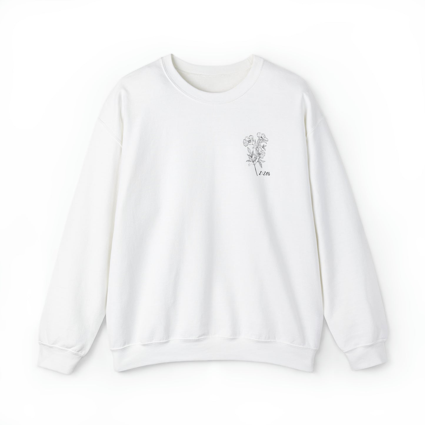 Adult | Front & Back | Quranic Verse 2.286 | "[He] Does Not Burden A Soul Beyond That It Can Bear" | Crewneck Sweatshirt