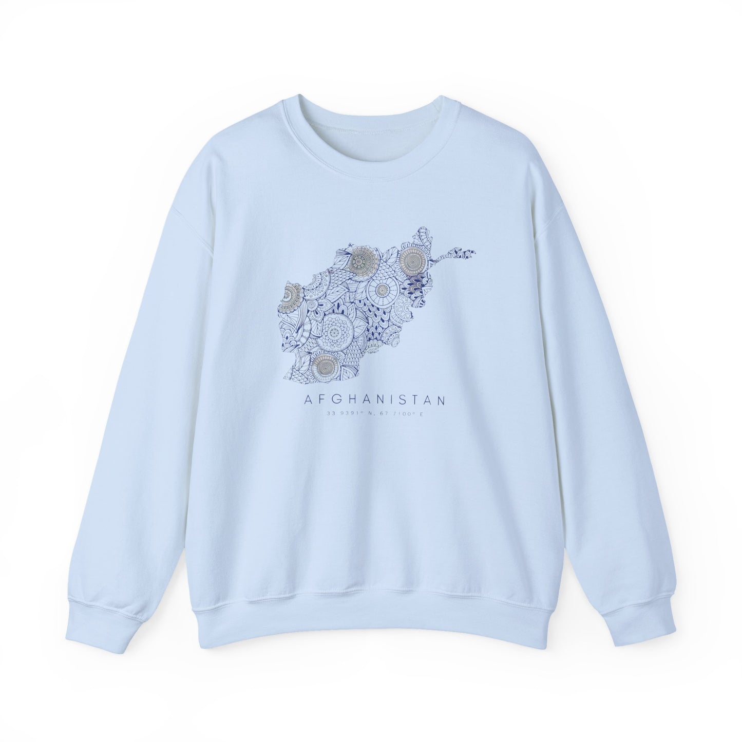Adult | Afghanistan Map And Coordinates | Crewneck Sweatshirt