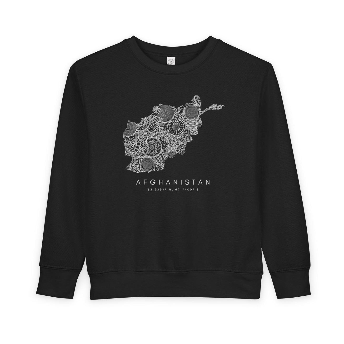 Toddler | Afghanistan Map And Coordinates | Crewneck Sweatshirt