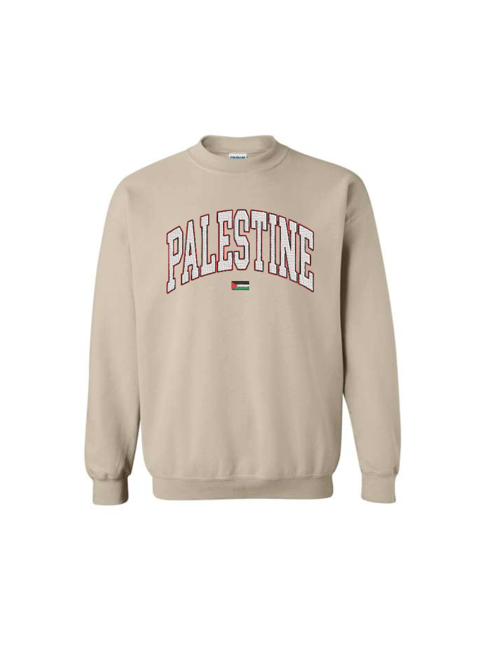 Embroidered Palestine Varsity Letters | Crewneck Sweatshirt
