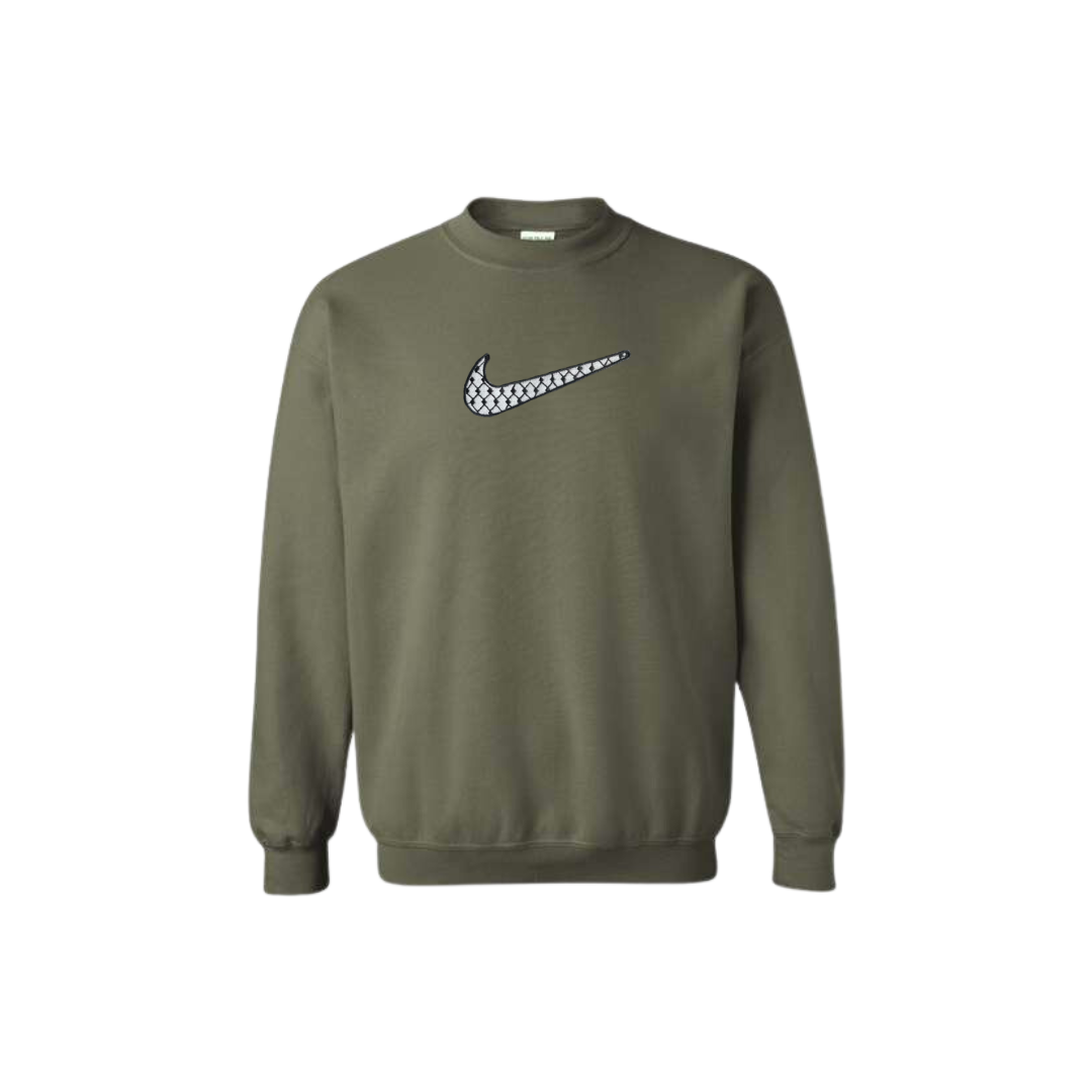 Embroidered Crewneck Sweatshirt | Palestine Keffiyeh | StitchesBySerene Collab