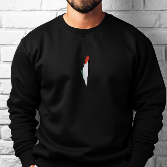 Palestine Map | Embroidered Crewneck Sweatshirt | StitchesBySerene Collab