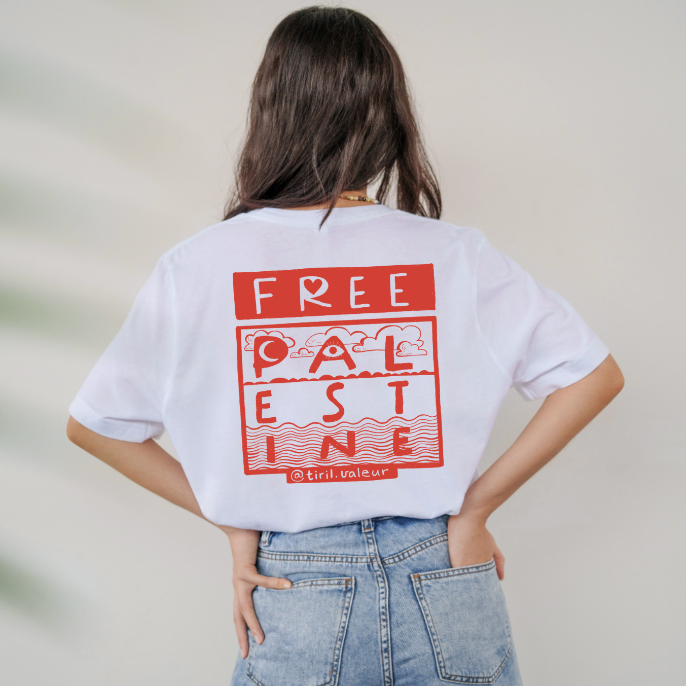 Artist Tiril Valeur For Palestine | 100% Of Profits Donated | Free Palestine Front & Back | Short Sleeve Tee