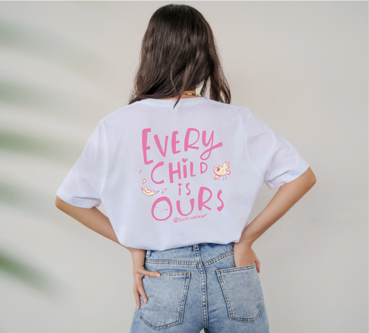Artist Tiril Valeur For Palestine | 100% Of Profits Donated | Front & Back | Every Child Is Ours | Short Sleeve Tee