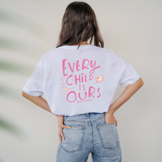 Artist Tiril Valeur For Palestine | 100% Of Profits Donated | Front & Back | Every Child Is Ours | Short Sleeve Tee